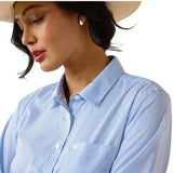 Ariat Women's Kirby Pro Long Sleeve Shirt in Ultramarine Stripe, perfect for active western women.