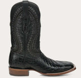 Corral A5117 men's black alligator inlay cowboy boot side view with intricate embroidery and wide square toe.