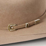 Close-up of the Stetson Skyline 6X Fur Felt Cowboy Hat with gold buckle details.