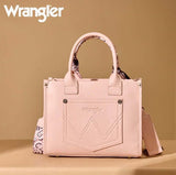 Wrangler Women's Braided Paisley Bandana Tote Bag in Pink with paisley scarf handle.