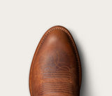 Top view of Tecovas The Cartwright men's cowboy boot in premium Scotch Goat leather with detailed toe stitching.