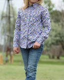 Cruel Girl Women's Long Sleeve Snap Shirt – Lilac Print