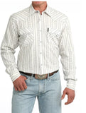 Cinch Men's Modern Fit Long Sleeve Snap Shirt with white stripes and double front pockets, perfect for ranch or casual wear.