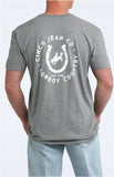 Cinch Men's Short Sleeve Tee in gray featuring a cowboy country design on the back.