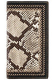 Tony Lama Men's Genuine Leather Rodeo Wallet – Python Print with Stitching