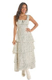 Rock & Roll Denim Women's Floral Print Smocked Waist Tiered Maxi Dress