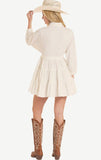 Rock & Roll Denim Buckle Tiered Mini Dress – Natural