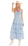 Rock & Roll Denim Women's Flower Print Tiered Dress