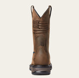 Ariat WorkHog XT Patriot Waterproof Carbon Toe Work Boot back view with American flag design.