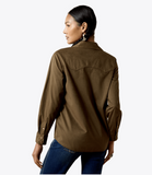 Ariat Women's Autumn Drift Western Snap Shirt back view showing detailed yoke design and comfortable fit.