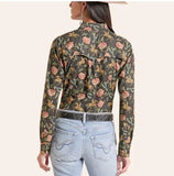 Rock & Roll Denim Women's TEK Black Floral Pearl Snap Shirt