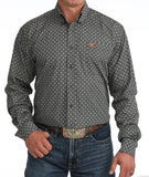 Cinch Men's Long Sleeve Geometric Print Western Shirt featuring a bold geometric pattern and iconic logo.