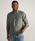 Tecovas Men's Performance Western Pearl Snap Long Sleeve Shirt in Cactus, perfect for style and sun protection.