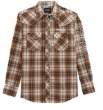 Wrangler® Long Sleeve Logo Snap Shirt - Brown