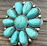 Navajo-Style Western Turquoise Adjustable Ring - 1.8" Stone