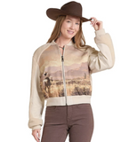 Rock & Roll Cowgirl Bomber Jacket in Cream