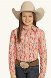Panhandle Slim Girls' Pink Feather Long Sleeve Snap Shirt | LGN2S08034