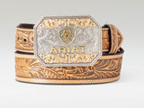 Ariat Men's Floral Embossed Tapered Edge Leather Belt