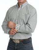 Cinch Men's Cream Geometric Print Long Sleeve Western Shirt | MTW1106155