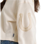 Wrangler Retro® Women's Horseshoe Cropped Long Sleeve Polo - Cream