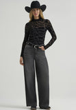 Wrangler Retro Women's Punchy Mock Neck Knit Top in Black