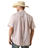 Ariat Men's Pro Series Neil Classic Short Sleeve Shirt, back view with stripes, perfect for ranch work and casual wear.