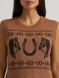 Wrangler Women's Horse & Horseshoe Knit Sweater Vest - Brown