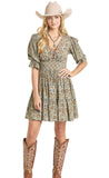 Rock&Roll Denim Jade Mixed Print Mini Dress BWD1R06957