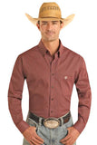 Man wearing a Rock & Roll Mens Orange Diamond Shirt with a cowboy hat and belt buckle.