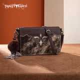 Trinity Ranch Genuine Cowhide Crossbody -Coffee