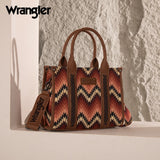 Wrangler Southwestern Pattern Dual Sided Print Tote/Crossbody - BROWN