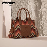 Wrangler Southwestern Pattern Dual Sided Print Tote/Crossbody - BROWN