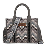 Wrangler Southwestern Pattern Dual Sided Print Tote/Crossbody - GREY