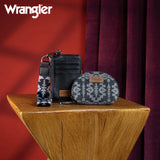 Wrangler Southwestern Art Print Dual Pouch Wristlet -Black