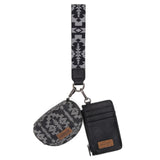 Wrangler Southwestern Art Print Dual Pouch Wristlet -Black