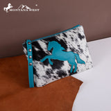Montana West Hair-On Cowhide Leather Wristlet RLH-7003TQ Turquoise