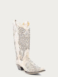 Corral White Glittered Inlay and Crystals Snip Toe Wedding Boot