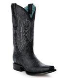 Corral Black/Silver Overlay Square Toe Boot Z5291 featuring a stylish design and 11 1/2" shaft height.