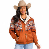 Rock & Roll Denim Women's Aztec Sherpa Bomber Jacket