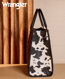 Wrangler Carry-All Large Tote in cow print black showcasing stylish design and durable materials.