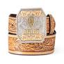 ARIAT Men's Floral Embossed Tapered Edge Belt