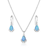 Montana Silversmiths Montana Blue Opal Flare Jewelry Set - Women's Western Necklace & Earring Set