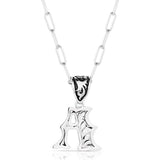 Western Initial Necklace Letter F with silver toned pendant on a paperclip chain.