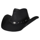 Stetson Roxbury - Leather Cowboy Hat Black with decorative band and silver accents