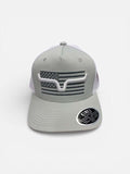 Kimes Ranch Capital Grey Heather Snapback Hat with embroidered flag design and Kimes logo.