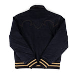 Rock & Roll Cowgirl Women's Dark Wash Denim Boot Stitch Bomber Jacket | BW92D09835