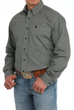 Cinch Men's Long Sleeve Button Down Shirt in sage lime with black design and western style, perfect for ranch or rodeo.