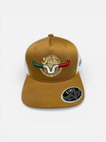 Kimes Ranch Toluca WW Brown Trucker Hat with embroidered Mexican flag colors and adjustable snapback
