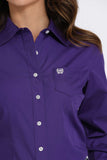 CINCH - Women's Solid Purple Button Down Western Shirt #MSW9164076