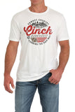 Cinch Mens Bunkhouse Tee in white featuring cowboy country graphic, perfect for ranch vacations.